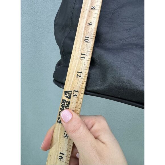 Unbranded Top Grain Leather Black Buckled Carpet Bag Duffle Bag - Picture 6 of 10